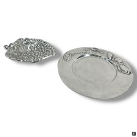2 Decorative Silver-tone Serving Pieces