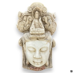 Large Chinese Or Thai White Hardstone Guan Yin