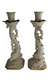 Pair Vintage Lenox Dolphin Aquarius Candlesticks