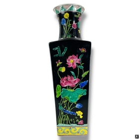 Vintage Chinese Famille Noir Porcelain Vase