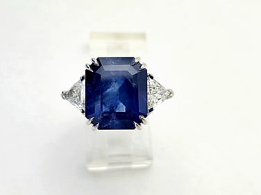 GIA 17.23ct Ceylon Sapphire Ring 18k White Gold