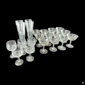 Collection of 21 Vintage Etched Glasses