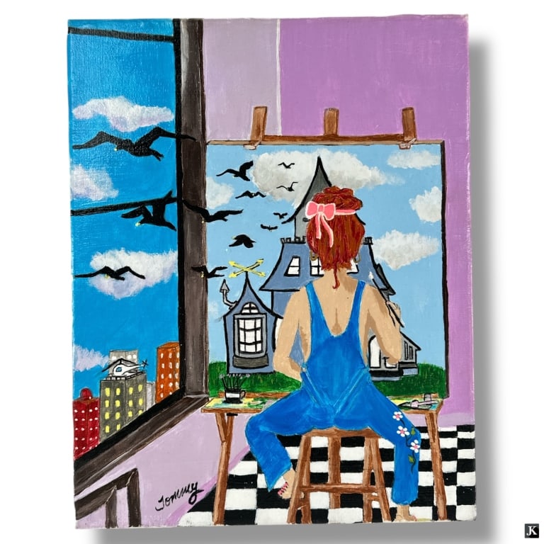 Tommy - Pop-Art Acrylic on Canvas "Illusion": Contemporary Pop-Art Acrylic on Canvas "Illusion". Signed Tommy. Unframed. Good condition. Measures 14" x 11". LA/B13/SH:1B