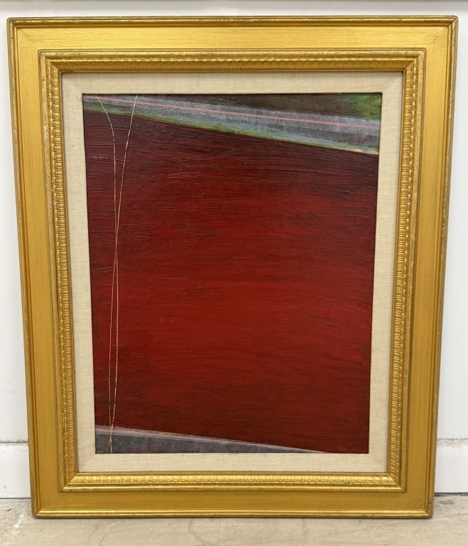 Jules Olitski (1922-2007) Oil/Board: Attributed to: Jules Olitski, Ukranian (1922-2007) oil on board "Abstract". Signed lower right. Well framed, matted and in good condition. Frame measures 26 1/2" x 22 1/2" Work measures 19 3/4" x 15 3
