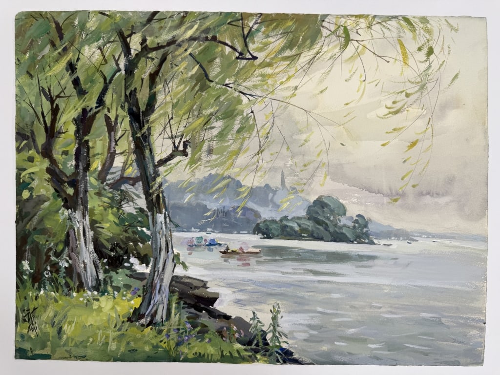 (Asian) Artist Unknown Gouache/Paper (1 of 4)