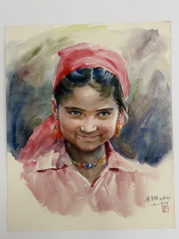 (Asian) Artist Unknown Watercolor/Paper (1 of 3)