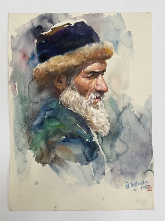 (Asian) Artist Unknown Watercolor/Paper (1 of 3)