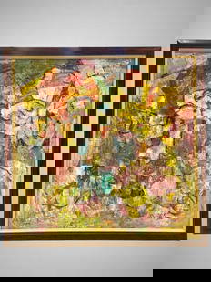 Sam Ovraiti (b.1961) Oil/Canvas: Sam Ovraiti (Nigerian, B.1961) Oil on Canvas.Signed lower left corner. In good condition Backside reads: PT 1921 Frame