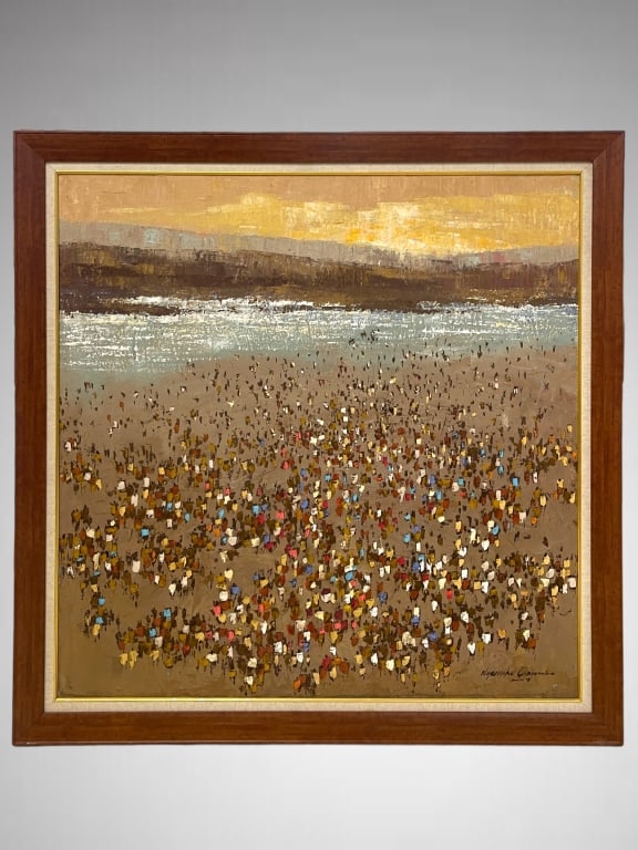 Nyemike Onwuka (Nigerian, B.1972) Oil on Canvas: Nyemike Onwuka (Nigerian, B.1972) Oil on Canvas Signed lower left. In good condition. Frame measures 41" x 41" Work measures 36" x 36" (EF/B15)