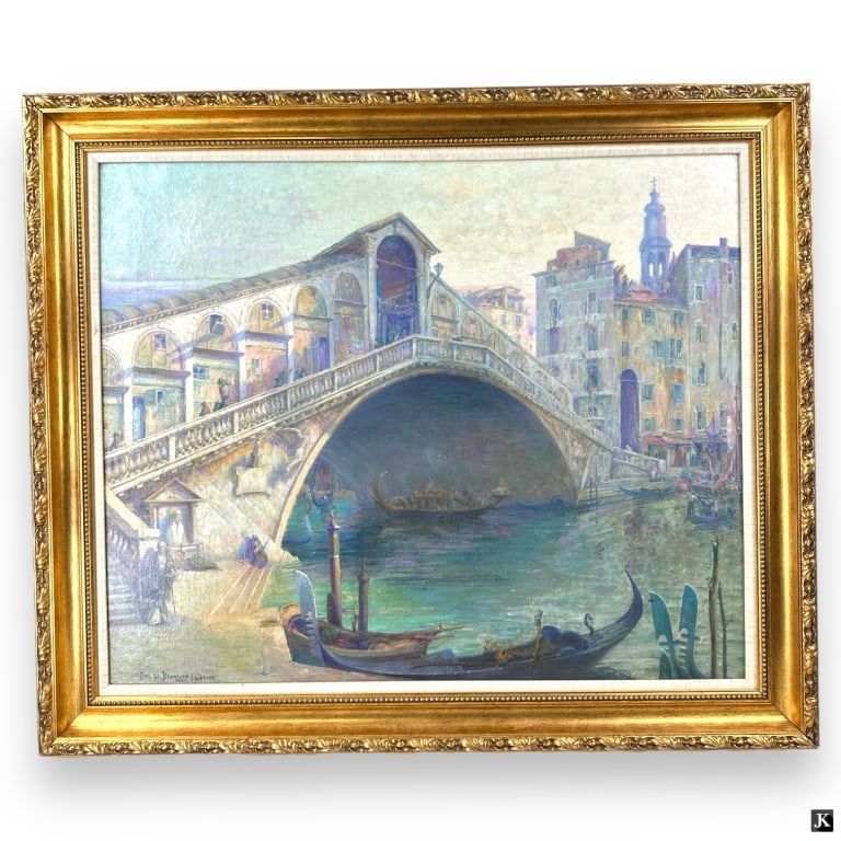 HUGE Carl Brandien Oil/Canvas "Venice, 1927" (1 of 7)