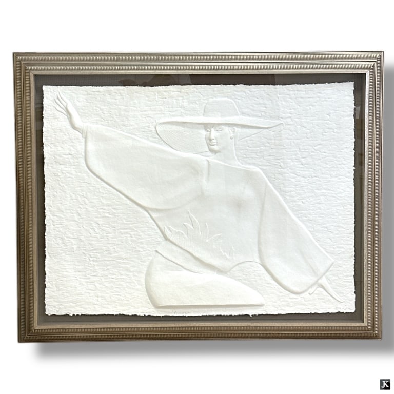 Large David Fisher Cast Paper Relief "Lady in Hat" (1 of 6)