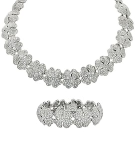 Cartier 18K White Gold Pave Diamond Clover Necklac