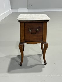 Antique Miniature Wooden End Table Marble Top