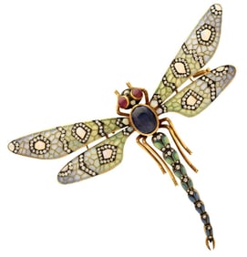 18k Yellow Gold Dragonfly Brooch