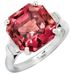Oscar Heyman 9.8 Carat Ascher Cut Rubelite & Diamo