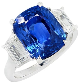 8.69 Carat No-Heat Ceylon Sapphire & Diamond Plat