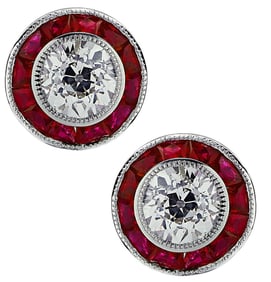 2.15 Carat Diamond and Ruby Earrings