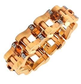 18K Rose Gold Citrine and Diamond Bracelet