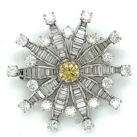 Art Deco Platinum GIA Certified Fancy Yellow Diamo