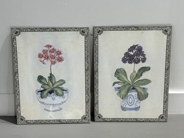 Two (2) Susan Welsh Floral Prints on Board