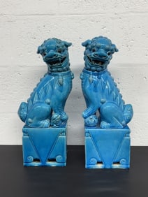 Antique Chinese Porcelain Turquoise Foo Lions