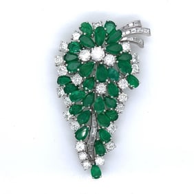 1950’s Platinum Colombian Emerald & Diamond Brooch
