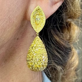 18K Yellow Gold Fancy Yellow Diamond Earrings