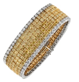 Luxury 18K Yellow Gold & Platinum Diamond Bracelet