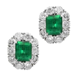 Platinum 5.69ct Emerald & Diamond Earring
