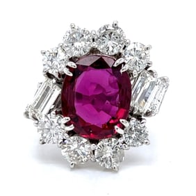 1960’s 18K White Gold AGL Certifified Ruby & Diamo