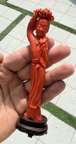 Chinese Carved Coral Quan Yin