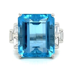 Platinum 22.14 Santa Maria Aquamarine & Diamond Ri