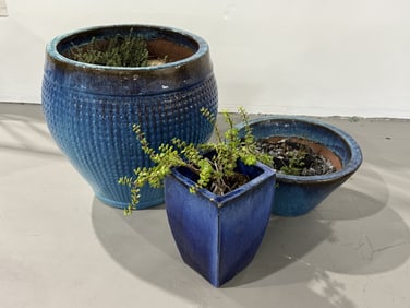 HEAVY Glazed Ceramic outdoor Planters Pots