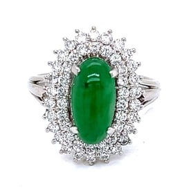 Platinum GIA Certified 3.13 Ct. Jade & Diamond Rin