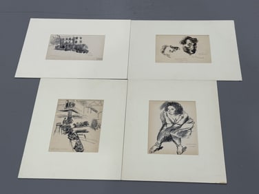 (4) Four Raphael Soyer Drawings.