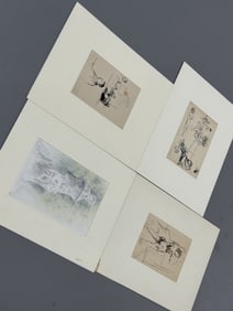 (4) Four Raphael Soyer Drawings.