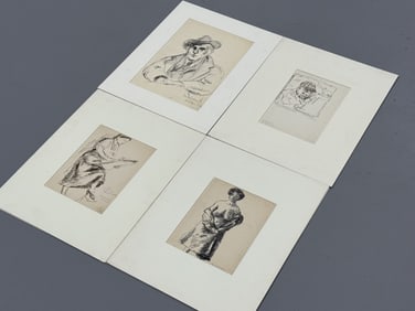 (4) Three Raphael Soyer Drawings.