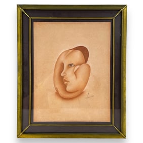 Signed Brouard Modernist School Watercolor Of Nude