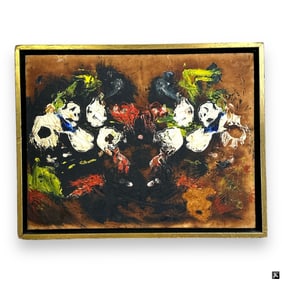 Mid Century Oil on Board "Abstract"