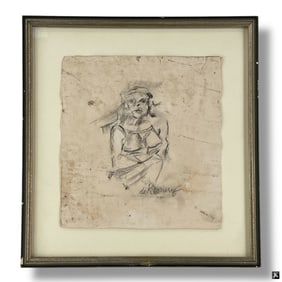 After Willem de Kooning Pencil Sketch Seated Woman