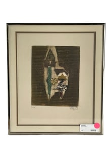 Johnny Friedlaender Etching on paper of a collage.