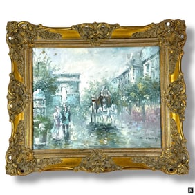 Vintage Oil on Canvas "Paris Street" Signed.