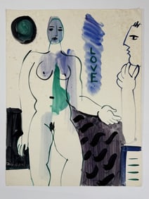 Artist Unknown Gouache/Paper