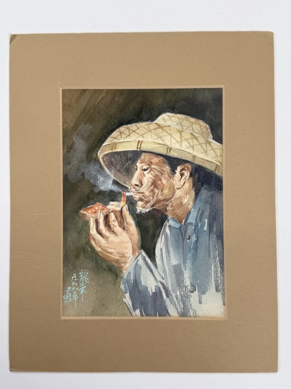 (Asian) Artist Unknown Watercolor/Paper (1 of 4)