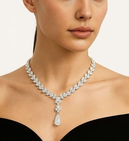 56 Carat Platinum Diamond Drop Necklace with 5.54c