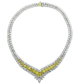 80ct Fancy Intense Yellow & White Diamond Necklace