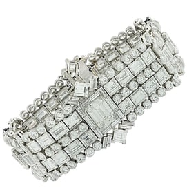 Art Deco 50Ct Diamond Bracelet in Platinum with GI