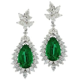 Diamonds 24 Carat Pear Shape Emerald & Diamond Ear