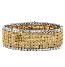 Luxury 18K Yellow Gold & Platinum Diamond Bracelet