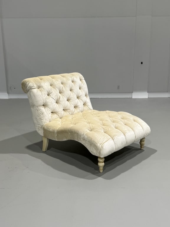Vintage Velvet Chaise Lounge: Vintage Velvet Chaise Lounge. 40 inches high x 42 inches wide x 49 inches length.
